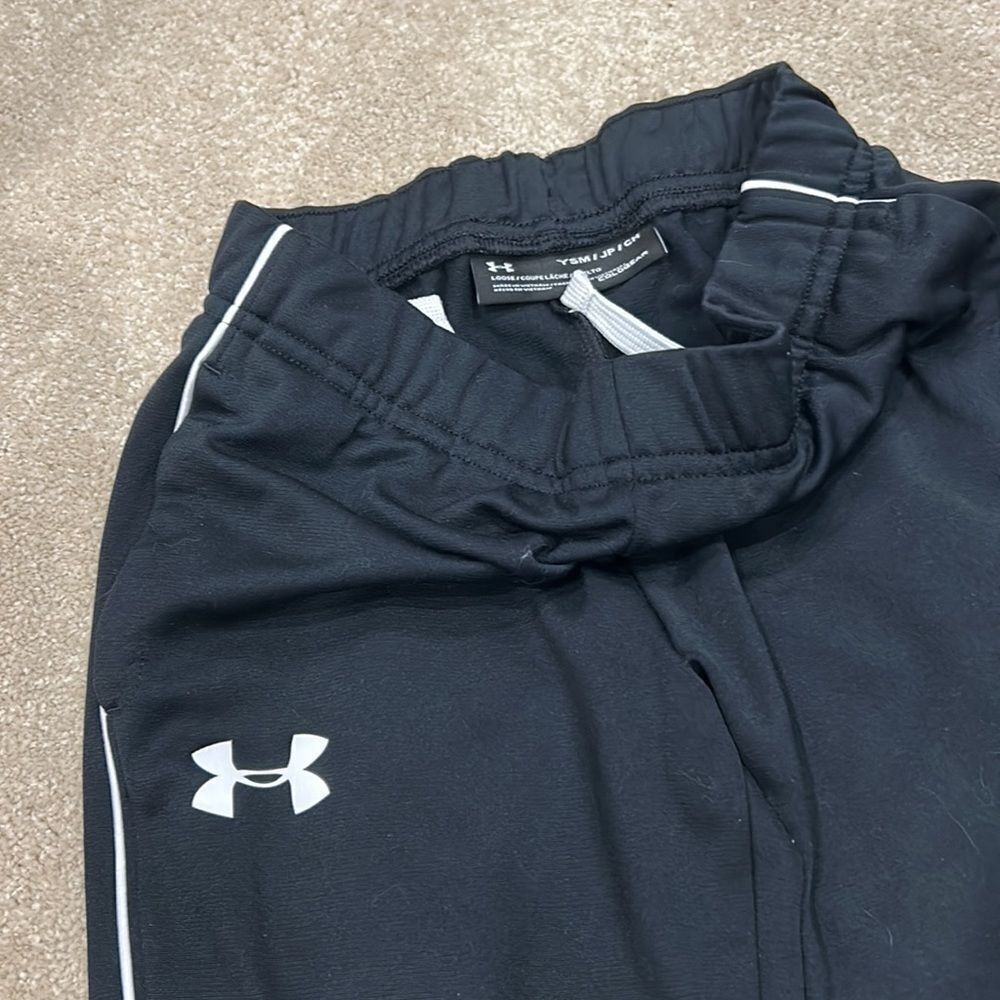 Black boys small youth under armor drawstring pants athletic pockets no holes - Picture 2 of 6